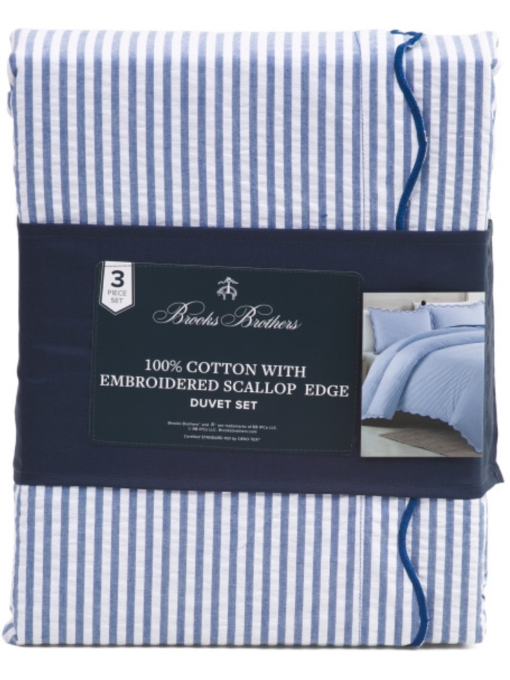 Brooks Brothers Blue and White Striped Cotton Duvet Set